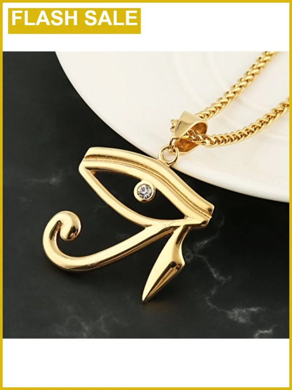 Eye of Horus Pendant Necklace Stainless Steel Ancient Egyptian Protection Charm